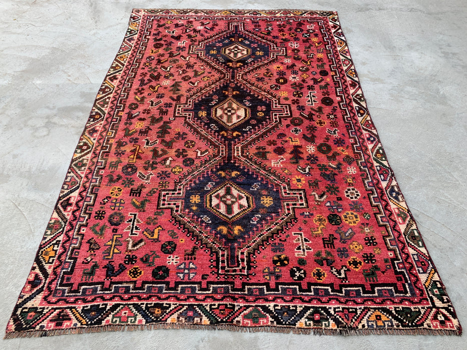 Hand-Knotted Persian Wool Rug 8'8 x 5'9 Pink Tribal Medallion Area Rug - KBHM-1168