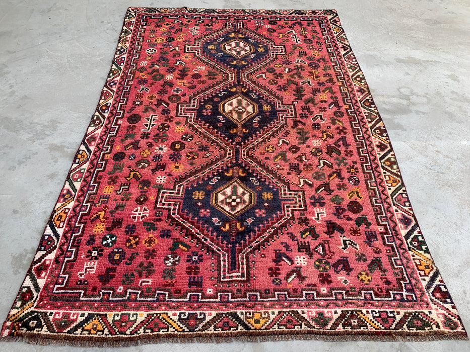 Hand-Knotted Persian Wool Rug 8'8 x 5'9 Pink Tribal Medallion Area Rug - KBHM-1168