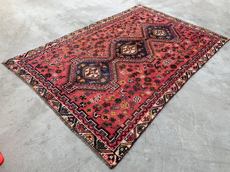 Hand-Knotted Persian Wool Rug 8'8 x 5'9 Pink Tribal Medallion Area Rug - KBHM-1168