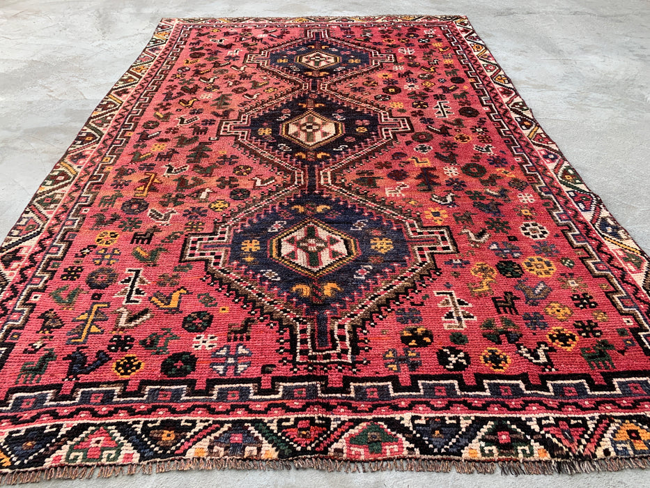 Hand-Knotted Persian Wool Rug 8'8 x 5'9 Pink Tribal Medallion Area Rug - KBHM-1168
