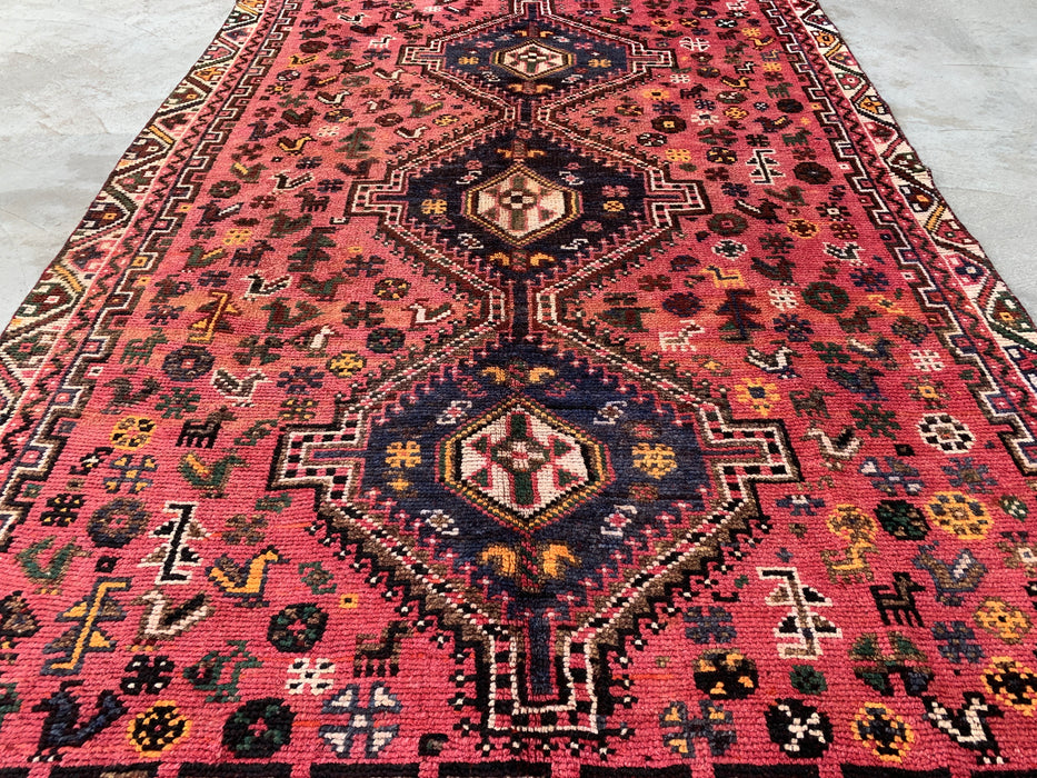 Hand-Knotted Persian Wool Rug 8'8 x 5'9 Pink Tribal Medallion Area Rug - KBHM-1168