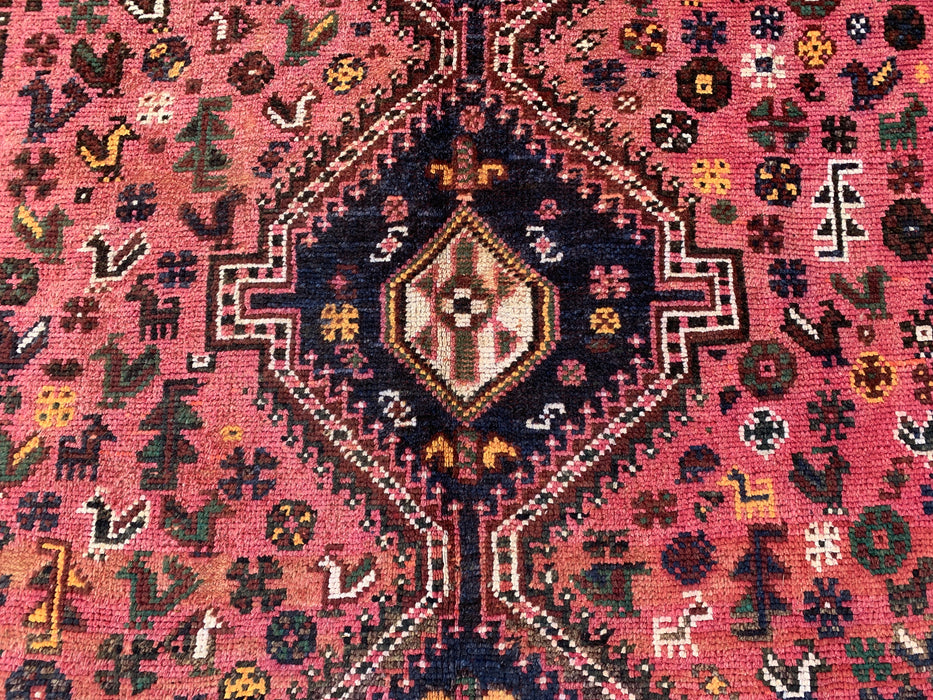 Hand-Knotted Persian Wool Rug 8'8 x 5'9 Pink Tribal Medallion Area Rug - KBHM-1168