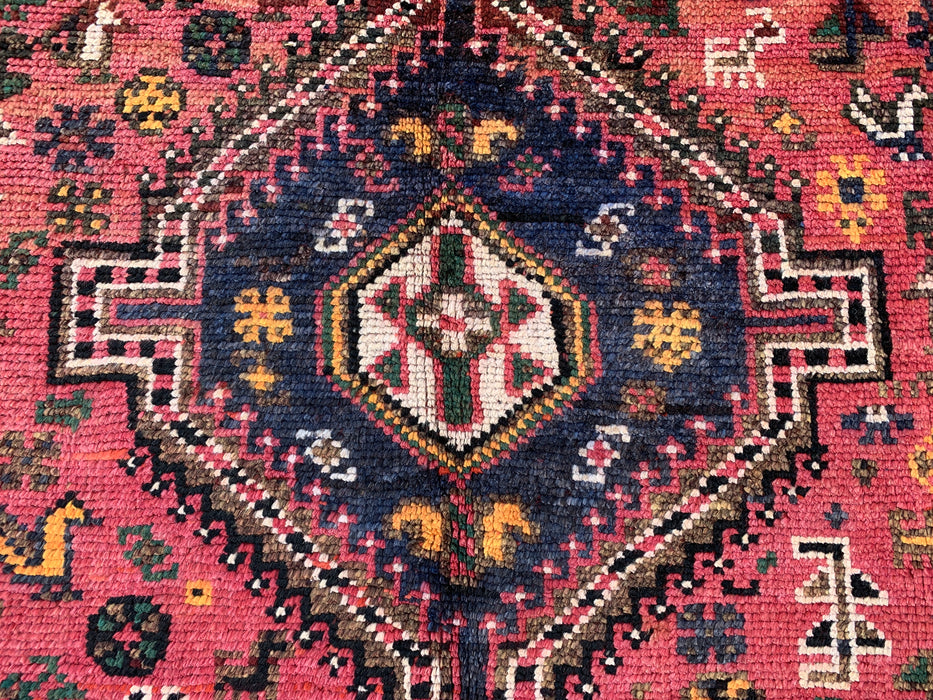 Hand-Knotted Persian Wool Rug 8'8 x 5'9 Pink Tribal Medallion Area Rug - KBHM-1168