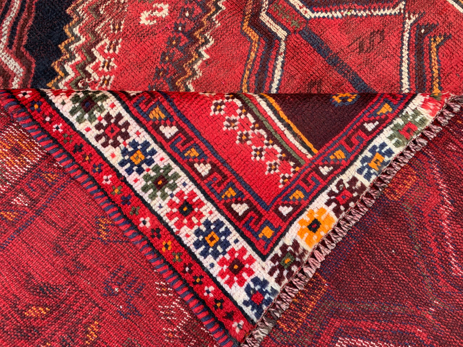 KBHM-1169 Hand-Knotted Persian Wool Rug – 9'2" x 6'2" Red Tribal Vintage Area Rug