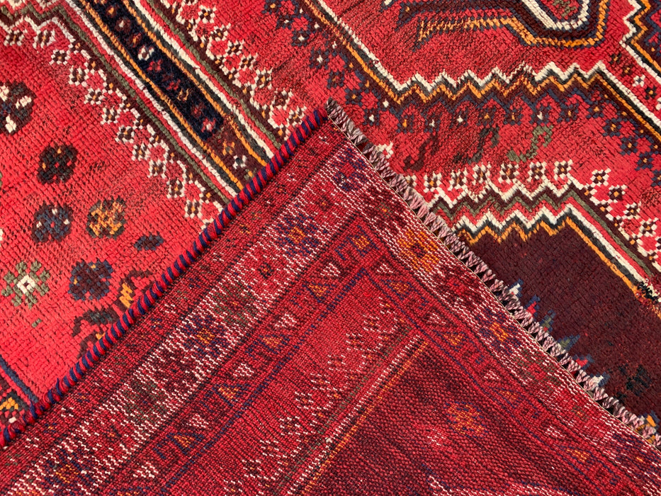 KBHM-1169 Hand-Knotted Persian Wool Rug – 9'2" x 6'2" Red Tribal Vintage Area Rug