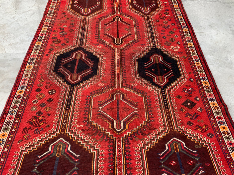 KBHM-1169 Hand-Knotted Persian Wool Rug – 9'2" x 6'2" Red Tribal Vintage Area Rug