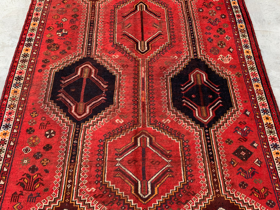 KBHM-1169 Hand-Knotted Persian Wool Rug – 9'2" x 6'2" Red Tribal Vintage Area Rug