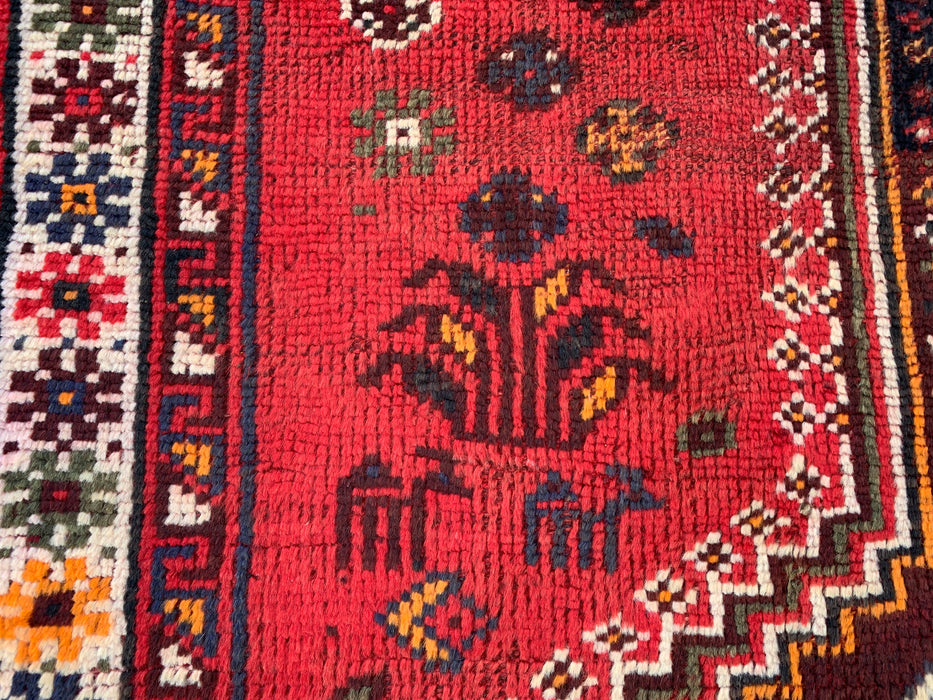 KBHM-1169 Hand-Knotted Persian Wool Rug – 9'2" x 6'2" Red Tribal Vintage Area Rug