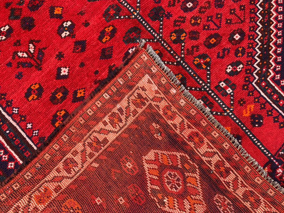 Hand-Knotted Persian Wool Rug 7'11 x 4'9 Red/Navy Tribal Area Rug - KBHM-1170