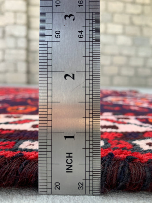 Hand-Knotted Persian Wool Rug 7'11 x 4'9 Red/Navy Tribal Area Rug - KBHM-1170