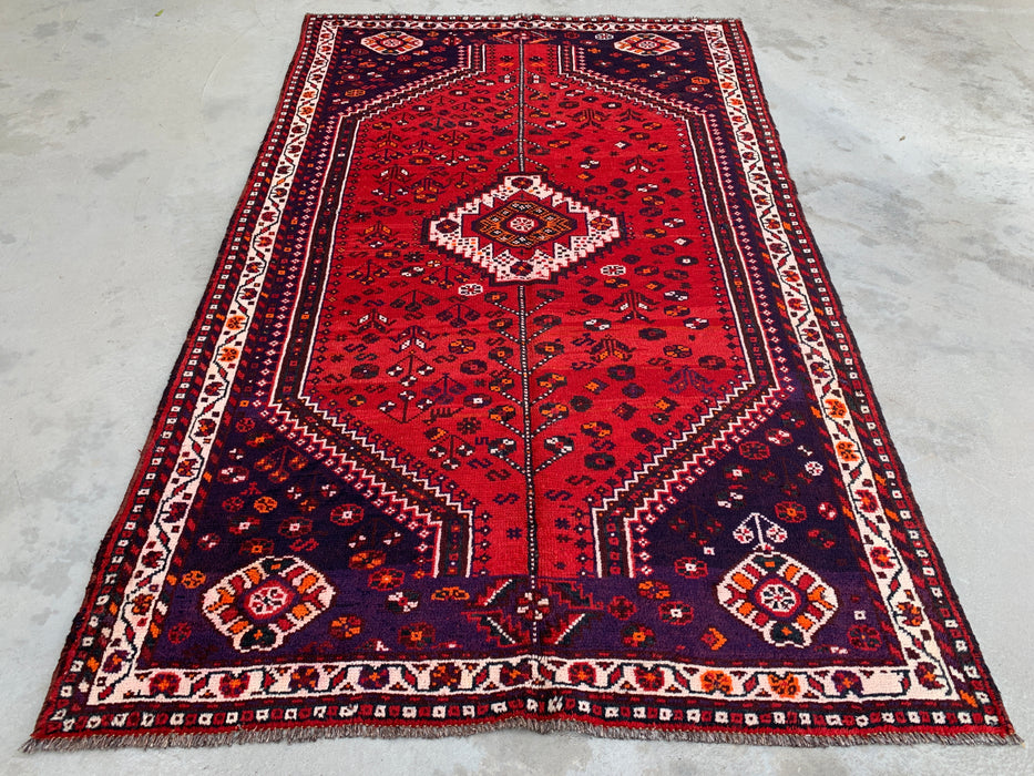 Hand-Knotted Persian Wool Rug 7'11 x 4'9 Red/Navy Tribal Area Rug - KBHM-1170