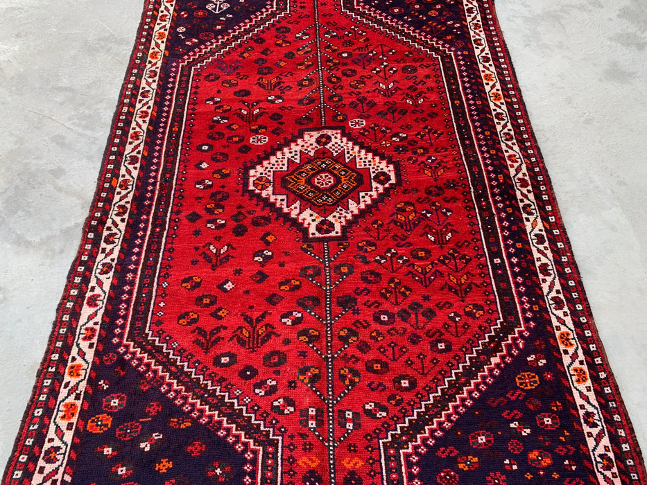 Hand-Knotted Persian Wool Rug 7'11 x 4'9 Red/Navy Tribal Area Rug - KBHM-1170