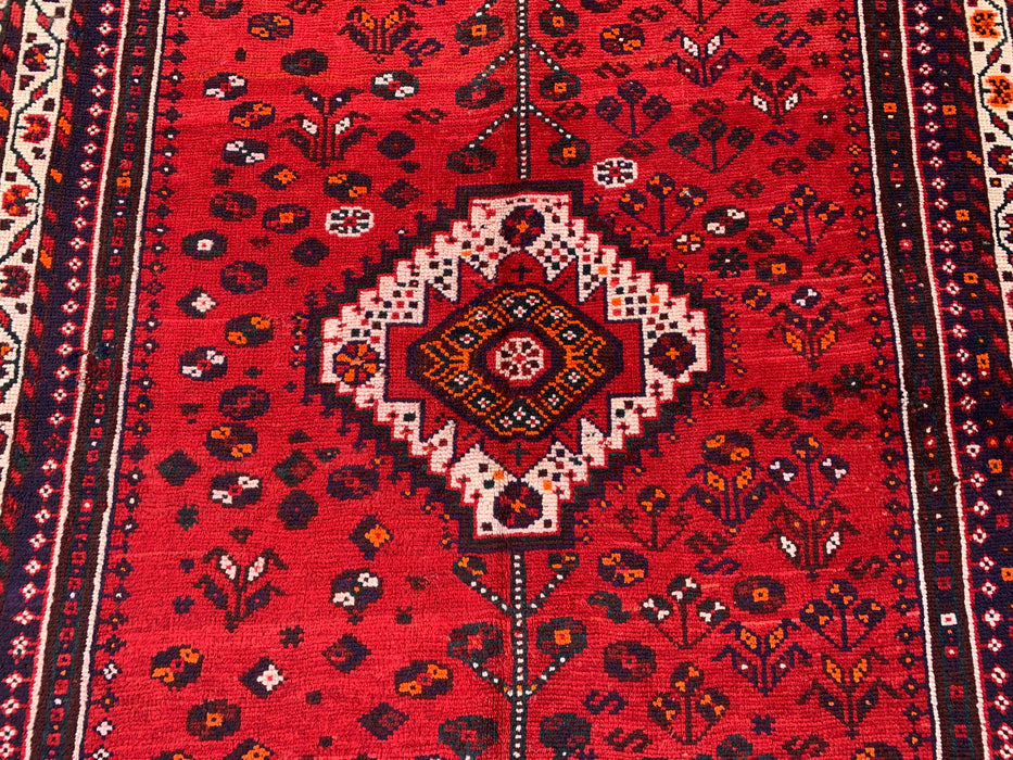 Hand-Knotted Persian Wool Rug 7'11 x 4'9 Red/Navy Tribal Area Rug - KBHM-1170