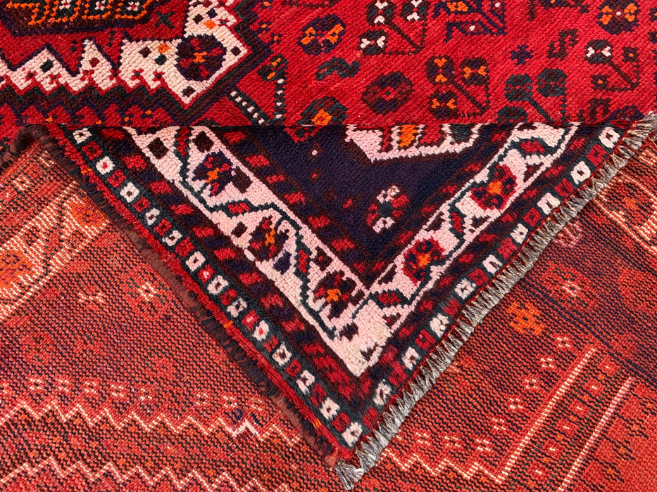 Hand-Knotted Persian Wool Rug 7'11 x 4'9 Red/Navy Tribal Area Rug - KBHM-1170