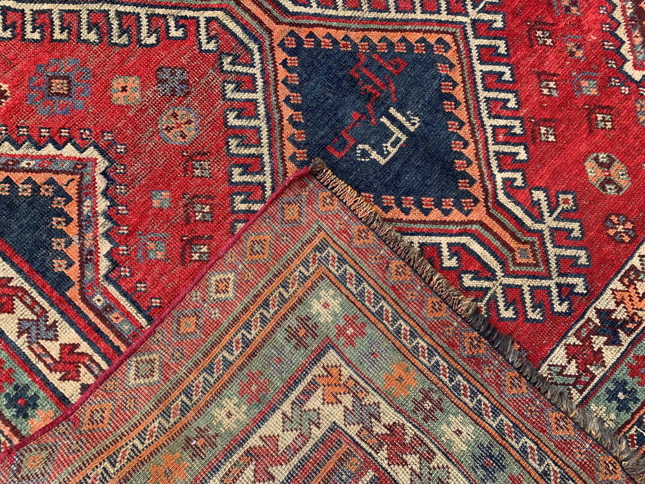 Hand-Knotted Persian Wool Rug 7'11 x 4'11 Red Tribal Medallion Area Rug - KBHM-1171