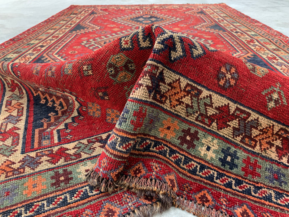 Hand-Knotted Persian Wool Rug 7'11 x 4'11 Red Tribal Medallion Area Rug - KBHM-1171