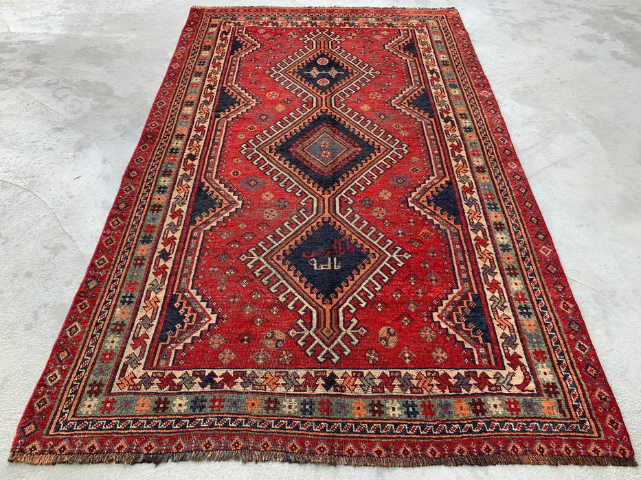 Hand-Knotted Persian Wool Rug 7'11 x 4'11 Red Tribal Medallion Area Rug - KBHM-1171