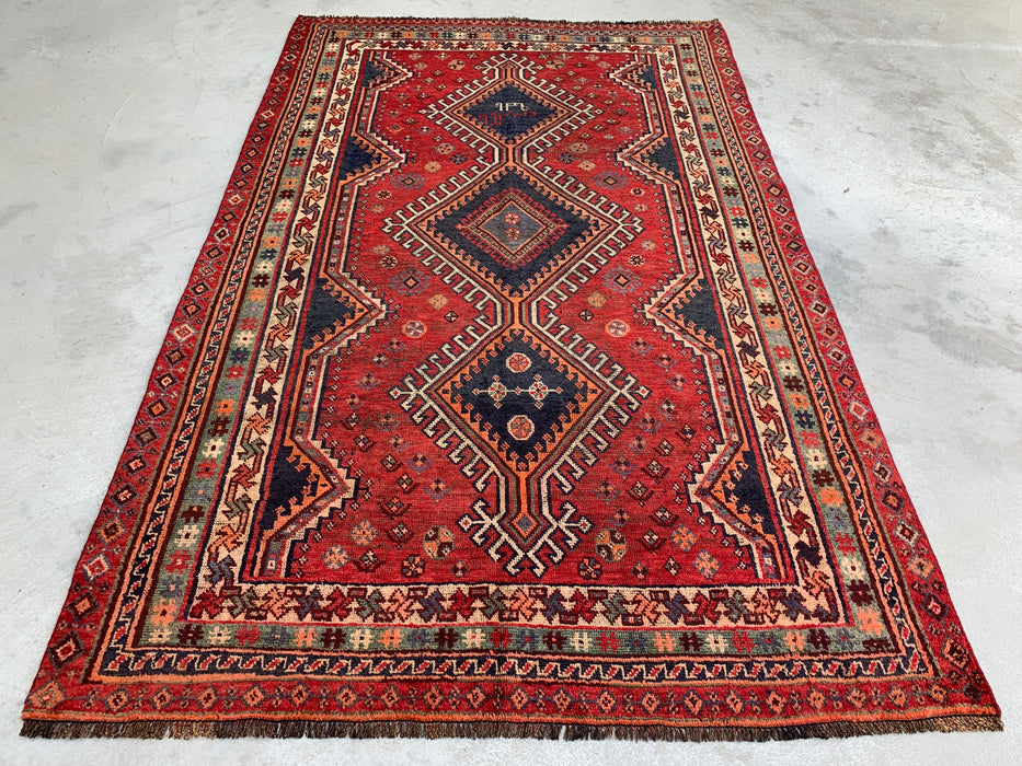 Hand-Knotted Persian Wool Rug 7'11 x 4'11 Red Tribal Medallion Area Rug - KBHM-1171