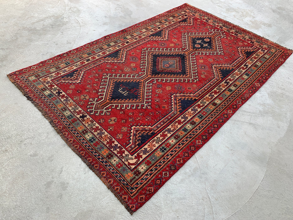 Hand-Knotted Persian Wool Rug 7'11 x 4'11 Red Tribal Medallion Area Rug - KBHM-1171