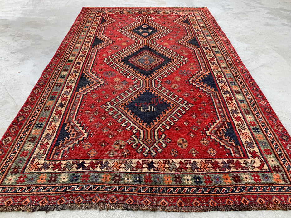 Hand-Knotted Persian Wool Rug 7'11 x 4'11 Red Tribal Medallion Area Rug - KBHM-1171