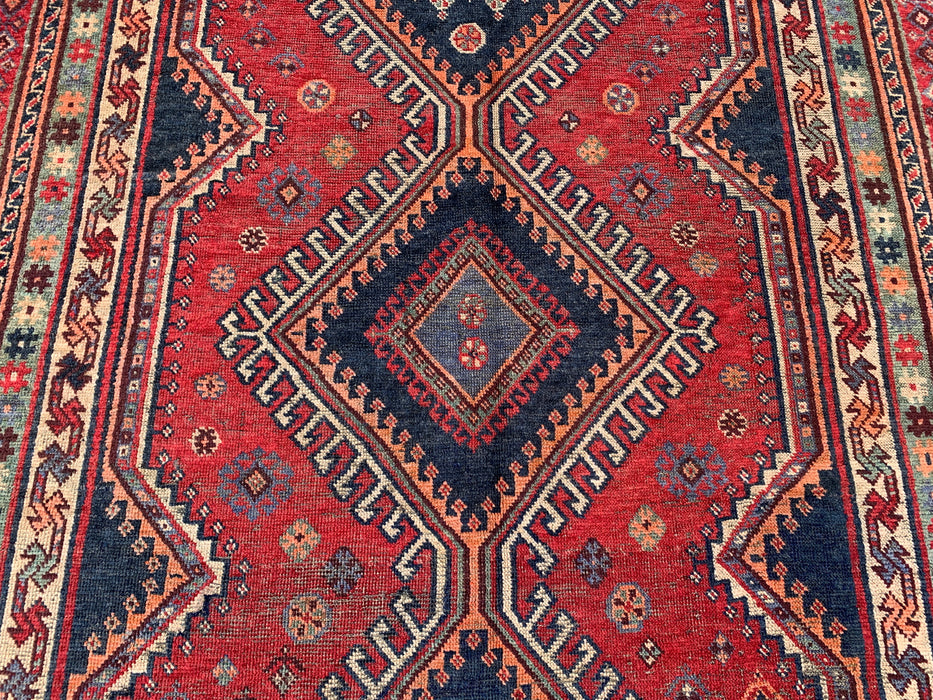 Hand-Knotted Persian Wool Rug 7'11 x 4'11 Red Tribal Medallion Area Rug - KBHM-1171