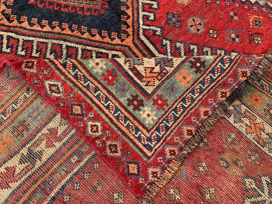 Hand-Knotted Persian Wool Rug 7'11 x 4'11 Red Tribal Medallion Area Rug - KBHM-1171