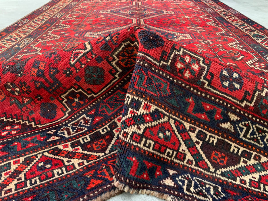 Hand-Knotted Persian Wool Rug 8'2 x 5'3 Red Tribal Medallion Area Rug - KBHM-1172