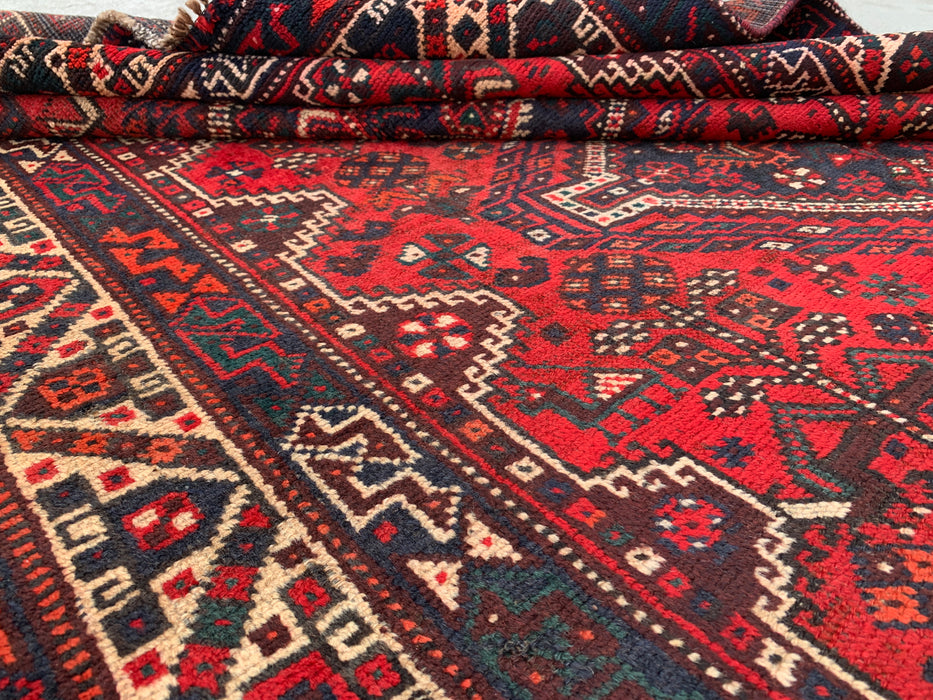 Hand-Knotted Persian Wool Rug 8'2 x 5'3 Red Tribal Medallion Area Rug - KBHM-1172