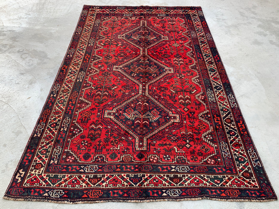 Hand-Knotted Persian Wool Rug 8'2 x 5'3 Red Tribal Medallion Area Rug - KBHM-1172