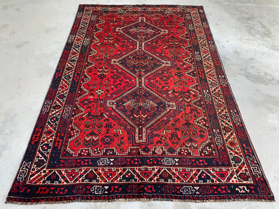 Hand-Knotted Persian Wool Rug 8'2 x 5'3 Red Tribal Medallion Area Rug - KBHM-1172