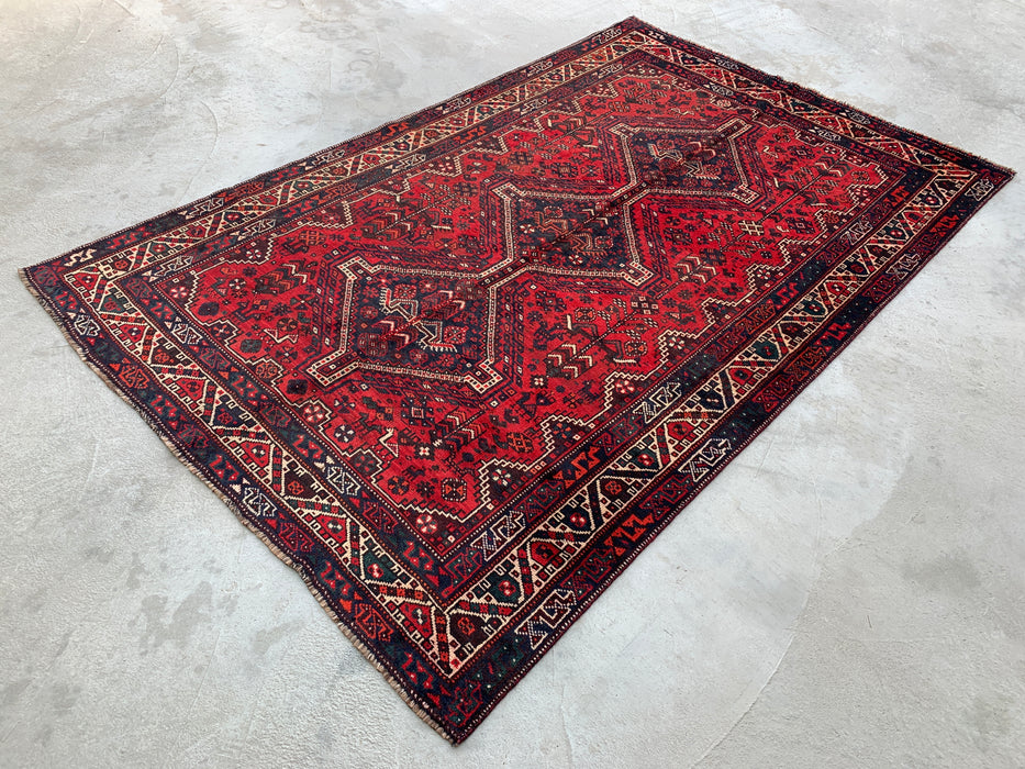 Hand-Knotted Persian Wool Rug 8'2 x 5'3 Red Tribal Medallion Area Rug - KBHM-1172