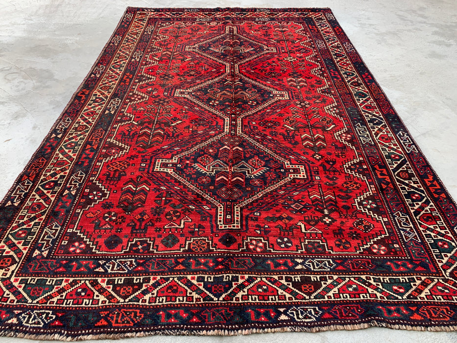 Hand-Knotted Persian Wool Rug 8'2 x 5'3 Red Tribal Medallion Area Rug - KBHM-1172