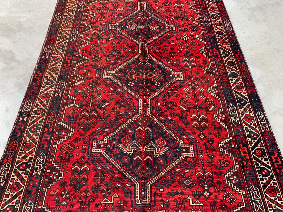 Hand-Knotted Persian Wool Rug 8'2 x 5'3 Red Tribal Medallion Area Rug - KBHM-1172