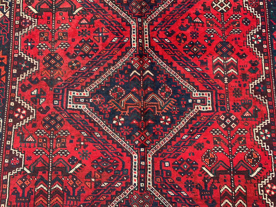 Hand-Knotted Persian Wool Rug 8'2 x 5'3 Red Tribal Medallion Area Rug - KBHM-1172