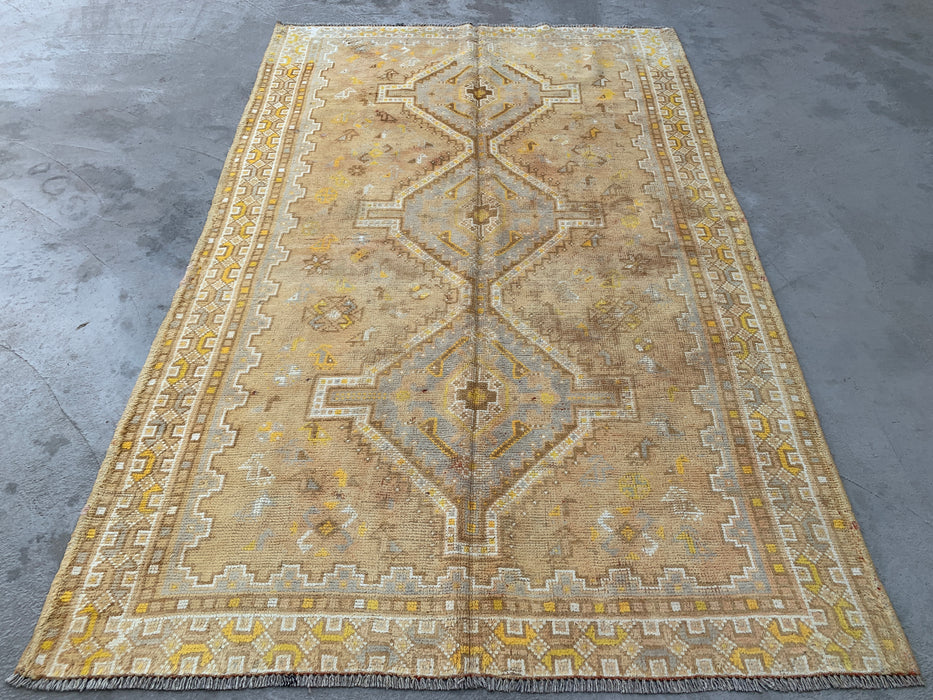 Hand-Knotted Persian Wool Rug 7'10 x 5'1 Beige, Ivory & Soft Yellow Tribal Medallion Area Rug - KBHM-1173
