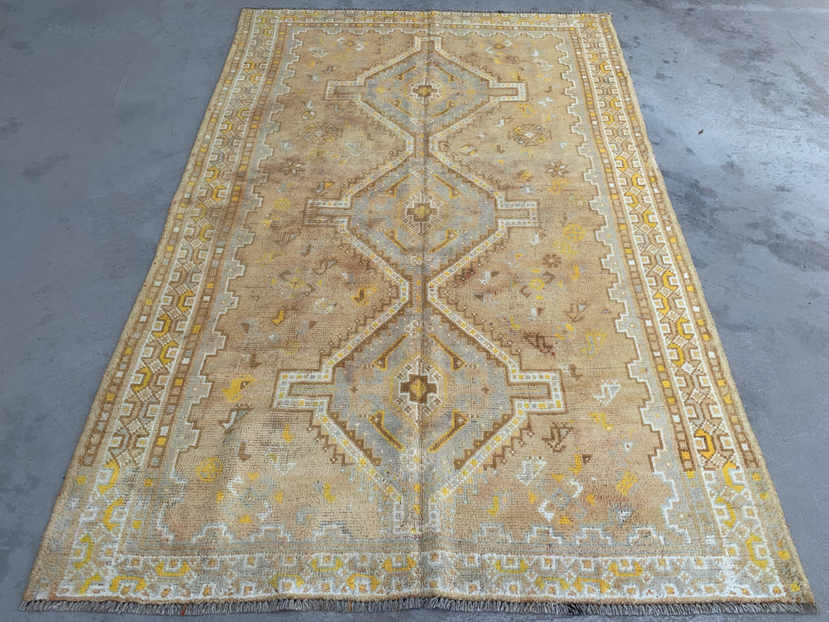 Hand-Knotted Persian Wool Rug 7'10 x 5'1 Beige, Ivory & Soft Yellow Tribal Medallion Area Rug - KBHM-1173