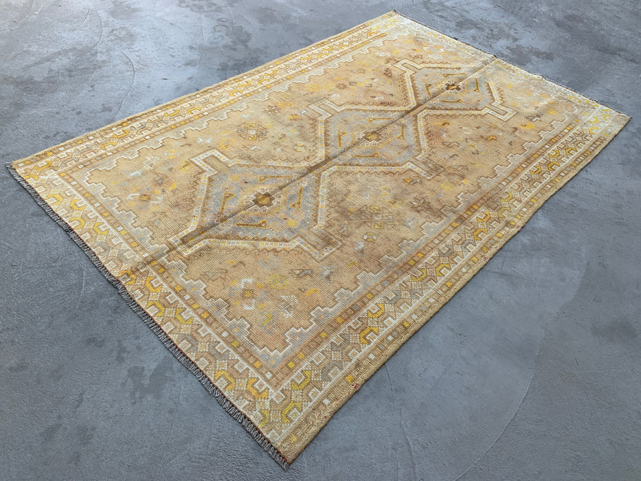 Hand-Knotted Persian Wool Rug 7'10 x 5'1 Beige, Ivory & Soft Yellow Tribal Medallion Area Rug - KBHM-1173