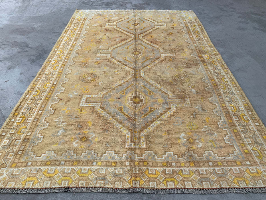 Hand-Knotted Persian Wool Rug 7'10 x 5'1 Beige, Ivory & Soft Yellow Tribal Medallion Area Rug - KBHM-1173