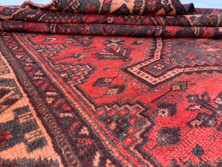 KBHM-1174 Hand-Knotted Persian Wool Rug – 7'5 x 4'7 Red, Brown & Peach Tribal Medallion Area Rug