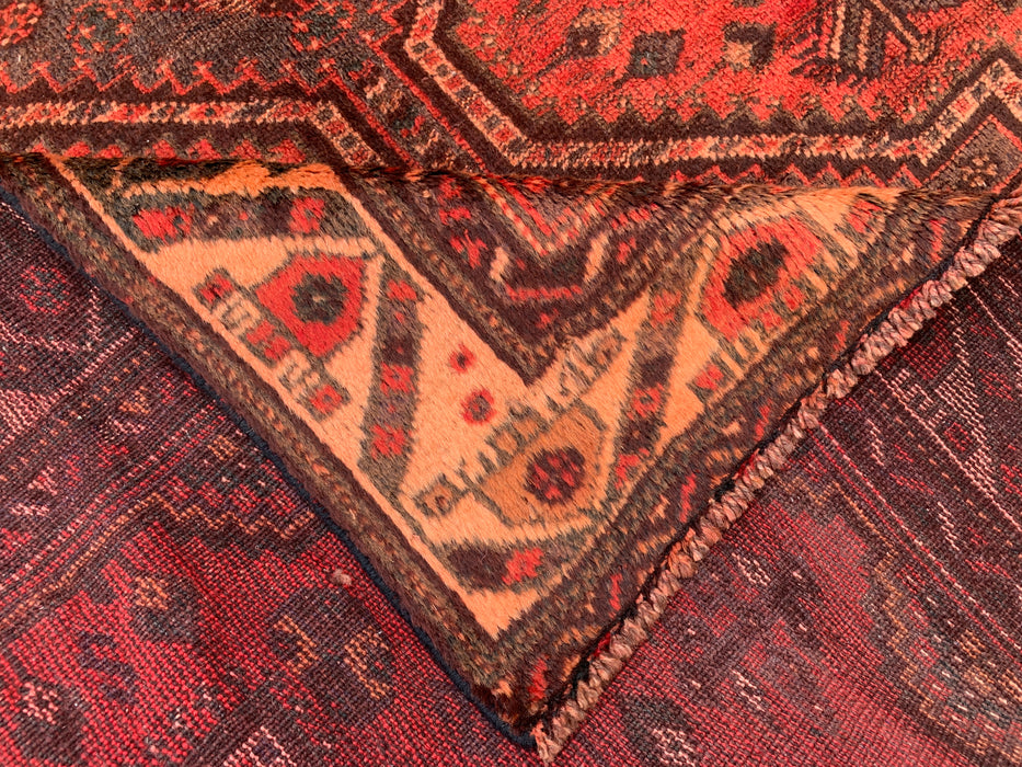 KBHM-1174 Hand-Knotted Persian Wool Rug – 7'5 x 4'7 Red, Brown & Peach Tribal Medallion Area Rug