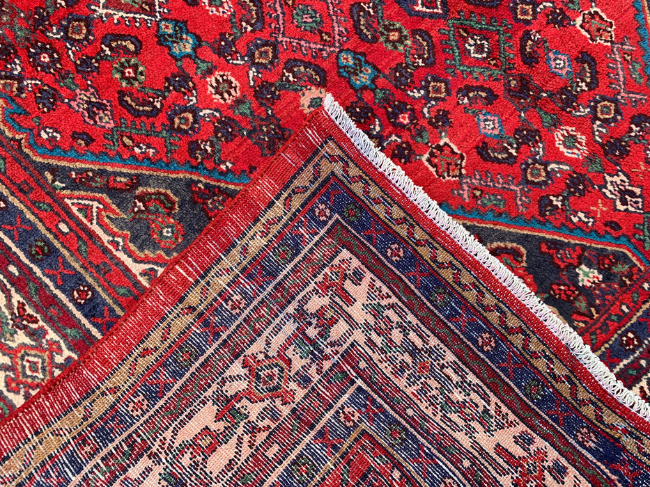 KBHM-1176 Hand-Knotted Persian Wool Rug – 10'3" x 6'8" – Red, Ivory & Navy Traditional Medallion Area Rug