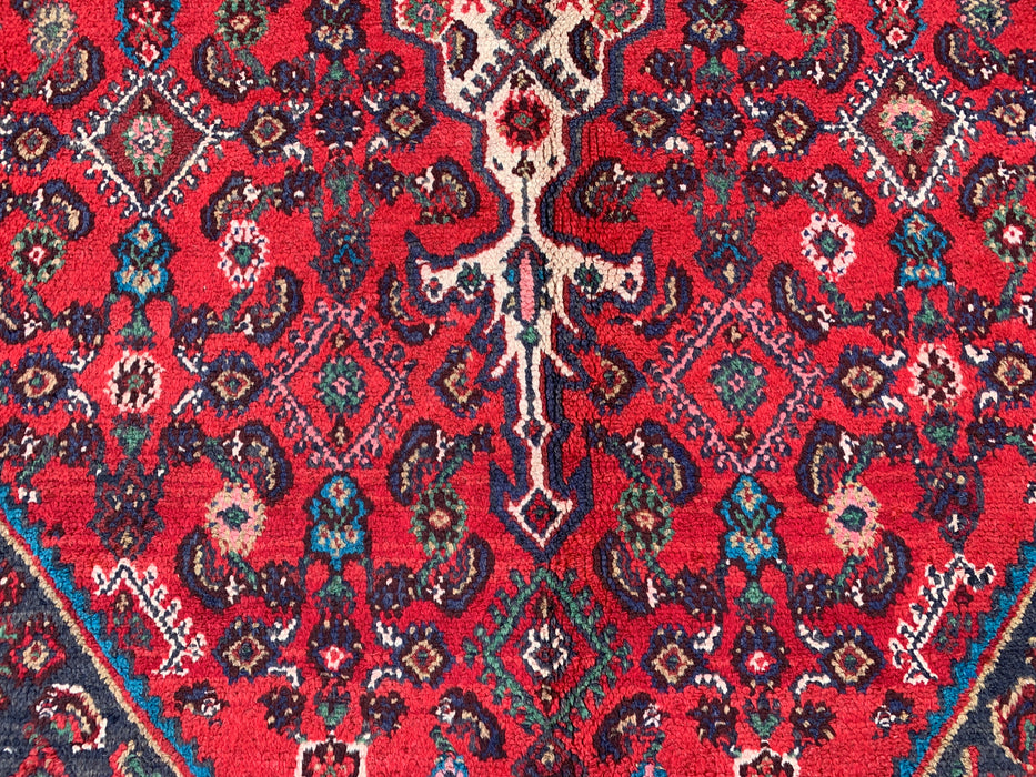 KBHM-1176 Hand-Knotted Persian Wool Rug – 10'3" x 6'8" – Red, Ivory & Navy Traditional Medallion Area Rug
