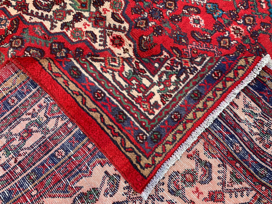 KBHM-1176 Hand-Knotted Persian Wool Rug – 10'3" x 6'8" – Red, Ivory & Navy Traditional Medallion Area Rug