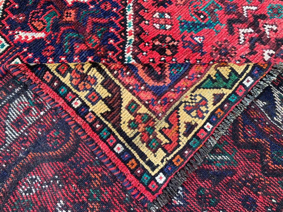 Hand-Knotted Persian Wool Rug 7'0 x 5'0 – Red Tribal Vintage Area Rug – KBHM-1177