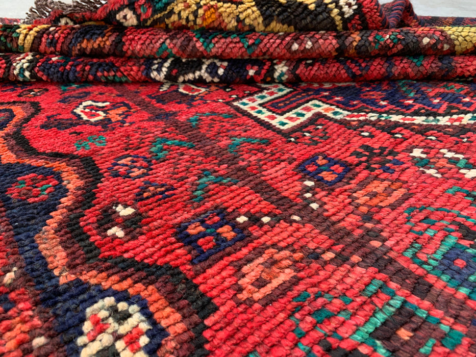 Hand-Knotted Persian Wool Rug 7'0 x 5'0 – Red Tribal Vintage Area Rug – KBHM-1177