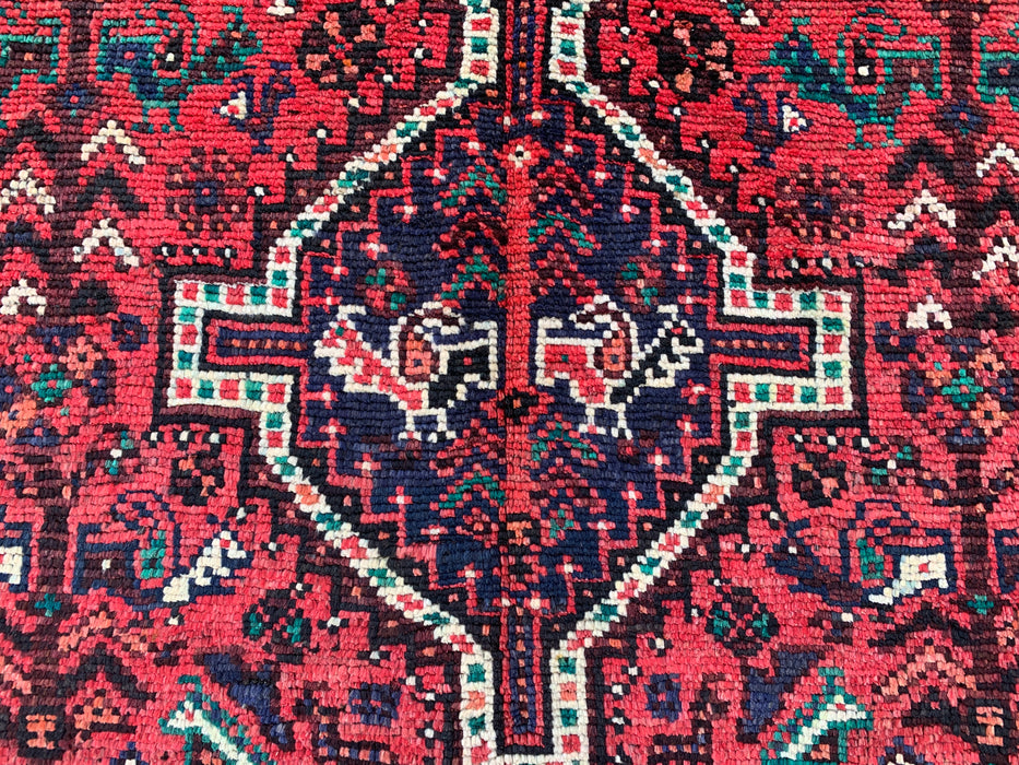 Hand-Knotted Persian Wool Rug 7'0 x 5'0 – Red Tribal Vintage Area Rug – KBHM-1177