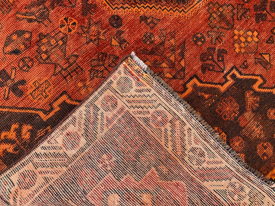 KBHM-1178 Hand-Knotted Persian Wool Rug – 10'2" x 6'2" Rust, Brown & Black Tribal Medallion Area Rug