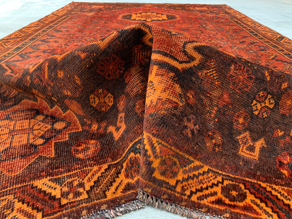 KBHM-1178 Hand-Knotted Persian Wool Rug – 10'2" x 6'2" Rust, Brown & Black Tribal Medallion Area Rug