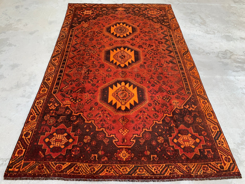 KBHM-1178 Hand-Knotted Persian Wool Rug – 10'2" x 6'2" Rust, Brown & Black Tribal Medallion Area Rug