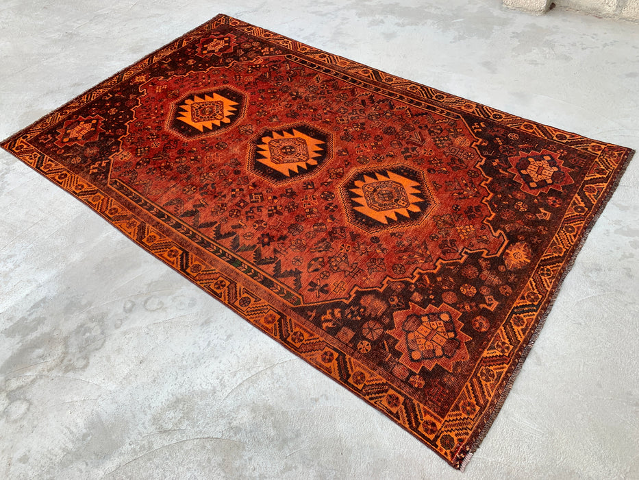 KBHM-1178 Hand-Knotted Persian Wool Rug – 10'2" x 6'2" Rust, Brown & Black Tribal Medallion Area Rug